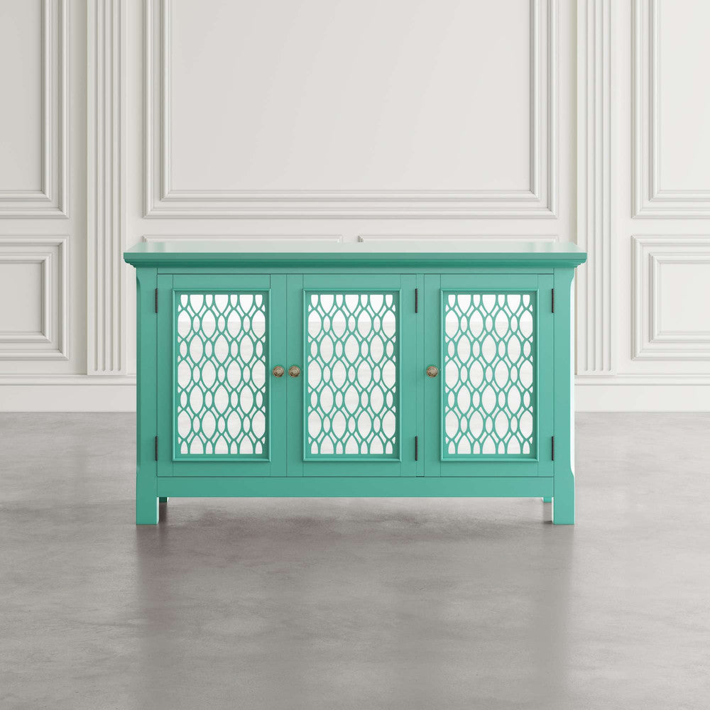 Jofran - Isabella 54in Luxury Mirrored Accent Storage Cabinet, Aqua - 2253-54KD view 6