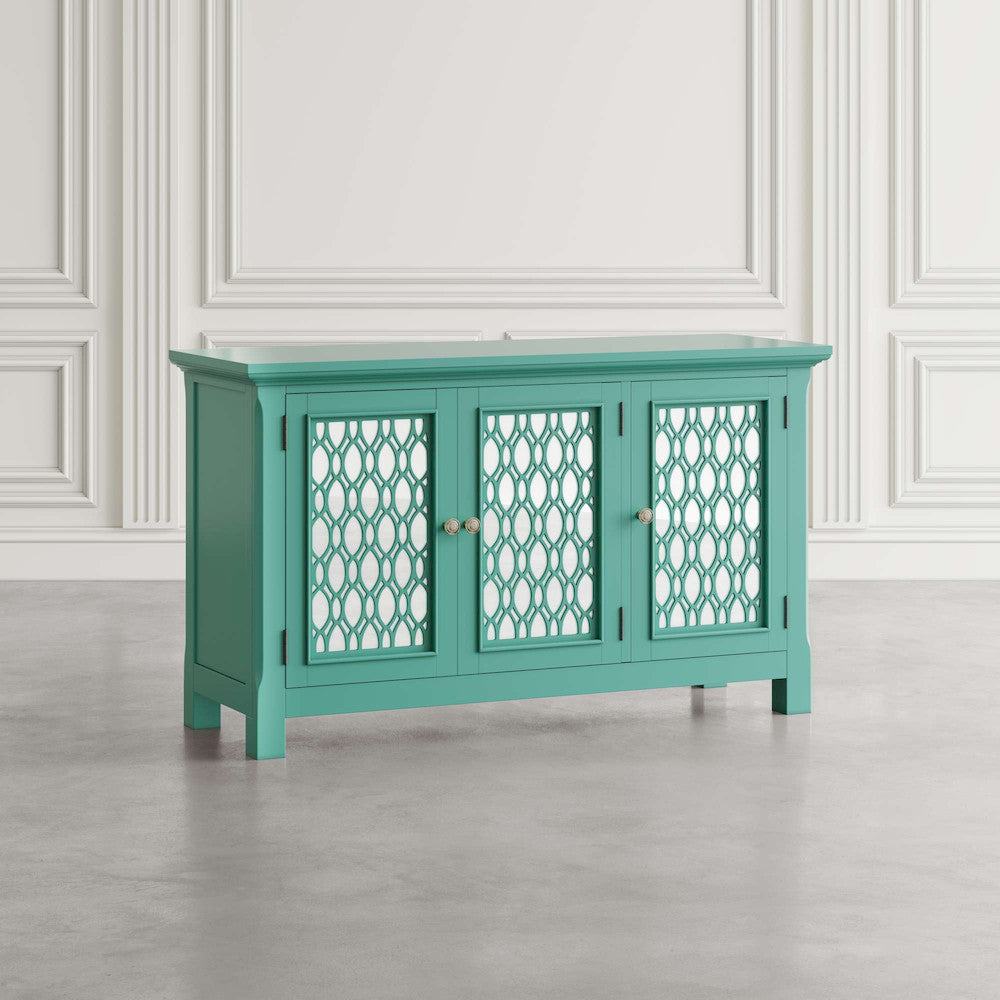 Jofran - Isabella 54in Luxury Mirrored Accent Storage Cabinet, Aqua - 2253-54KD view 7