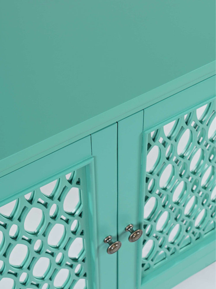 Jofran - Isabella 54in Luxury Mirrored Accent Storage Cabinet, Aqua - 2253-54KD view 9