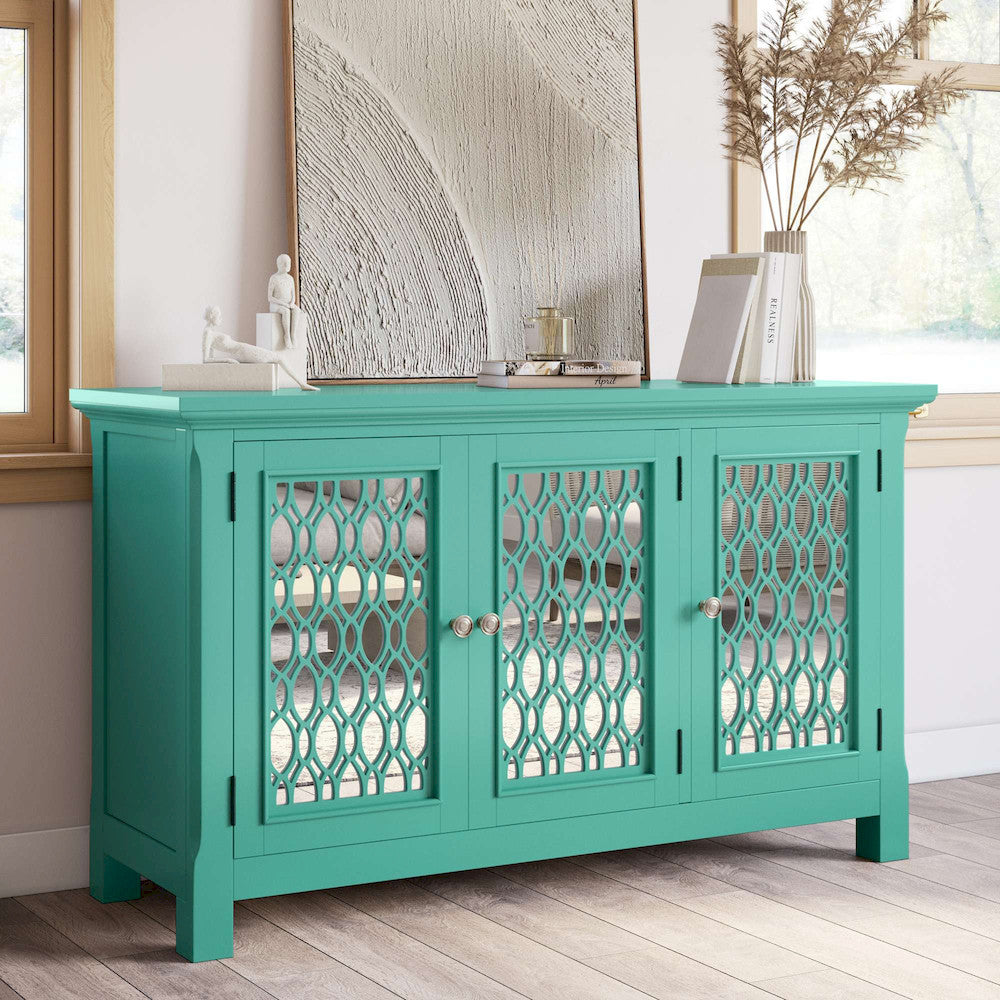 Jofran - Isabella 54in Luxury Mirrored Accent Storage Cabinet, Aqua - 2253-54KD view 12