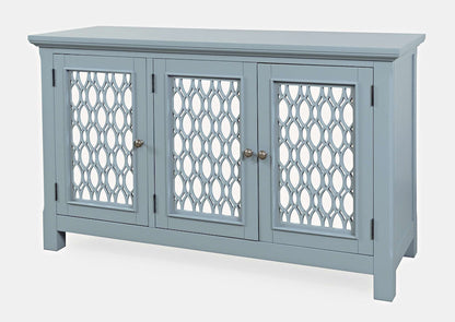 Jofran - Isabella 54in Luxury Mirrored Accent Storage Cabinet, Blue - 2252-54KD view 3