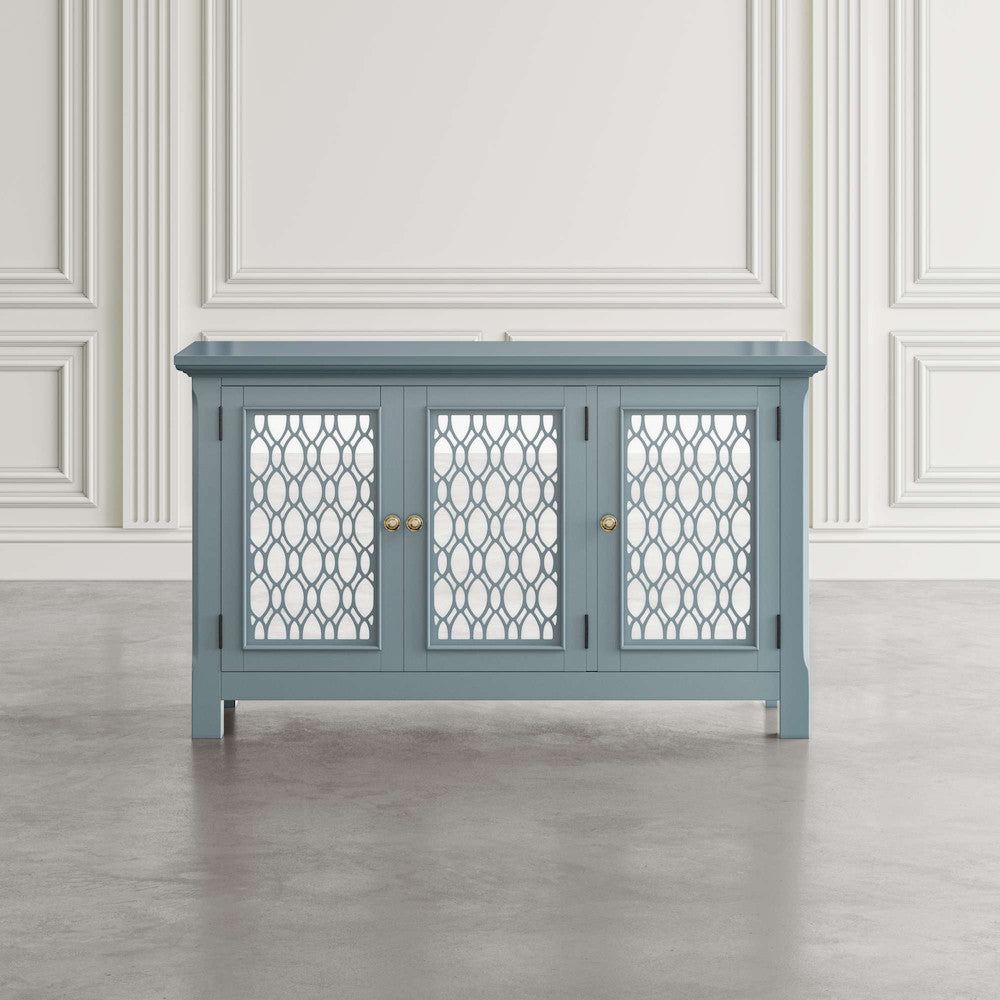 Jofran - Isabella 54in Luxury Mirrored Accent Storage Cabinet, Blue - 2252-54KD view 6
