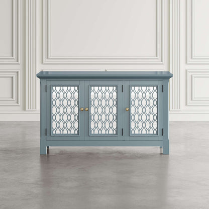 Jofran - Isabella 54in Luxury Mirrored Accent Storage Cabinet, Blue - 2252-54KD view 6
