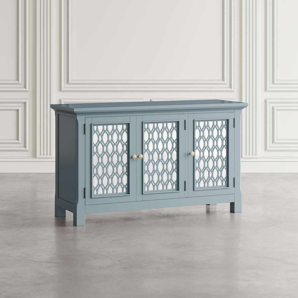 Jofran - Isabella 54in Luxury Mirrored Accent Storage Cabinet, Blue - 2252-54KD view 7