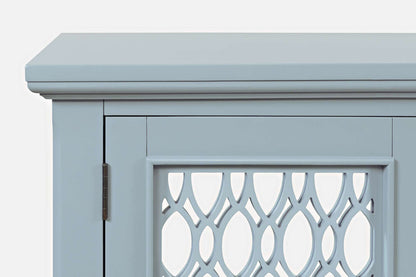 Jofran - Isabella 54in Luxury Mirrored Accent Storage Cabinet, Blue - 2252-54KD view 8