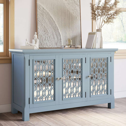 Jofran - Isabella 54in Luxury Mirrored Accent Storage Cabinet, Blue - 2252-54KD view 12