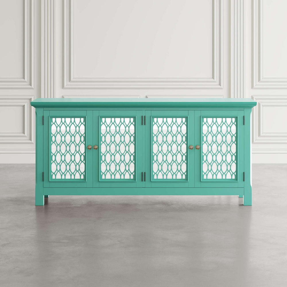 Jofran - Isabella 69in Luxury Mirrored Sideboard Storage Cabinet, Aqua - 2253-69KD view 6