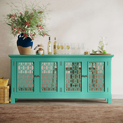 Jofran - Isabella 69in Luxury Mirrored Sideboard Storage Cabinet, Aqua - 2253-69KD view 12