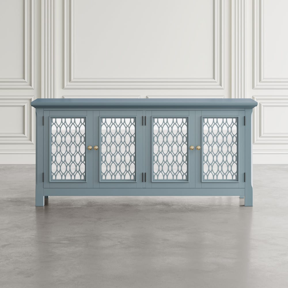 Jofran - Isabella 69in Luxury Mirrored Sideboard Storage Cabinet, Blue - 2252-69KD view 6