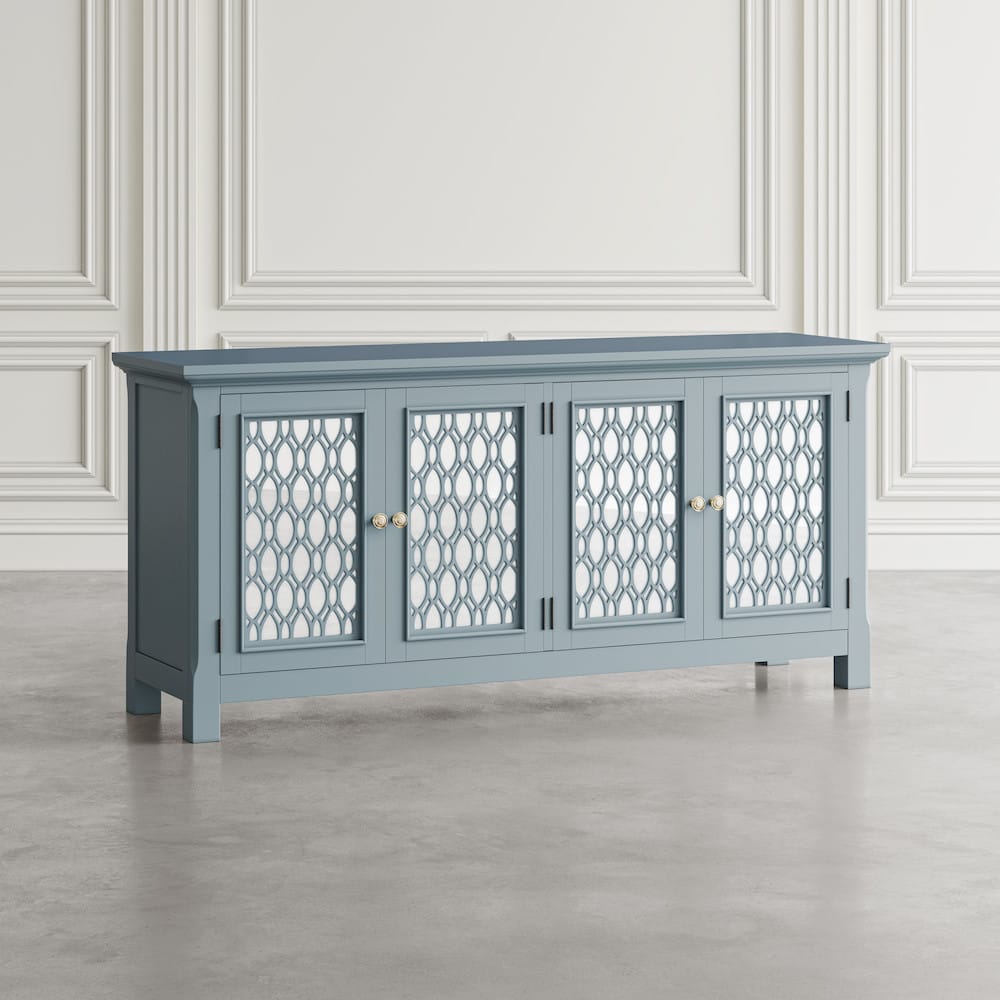 Jofran - Isabella 69in Luxury Mirrored Sideboard Storage Cabinet, Blue - 2252-69KD view 7