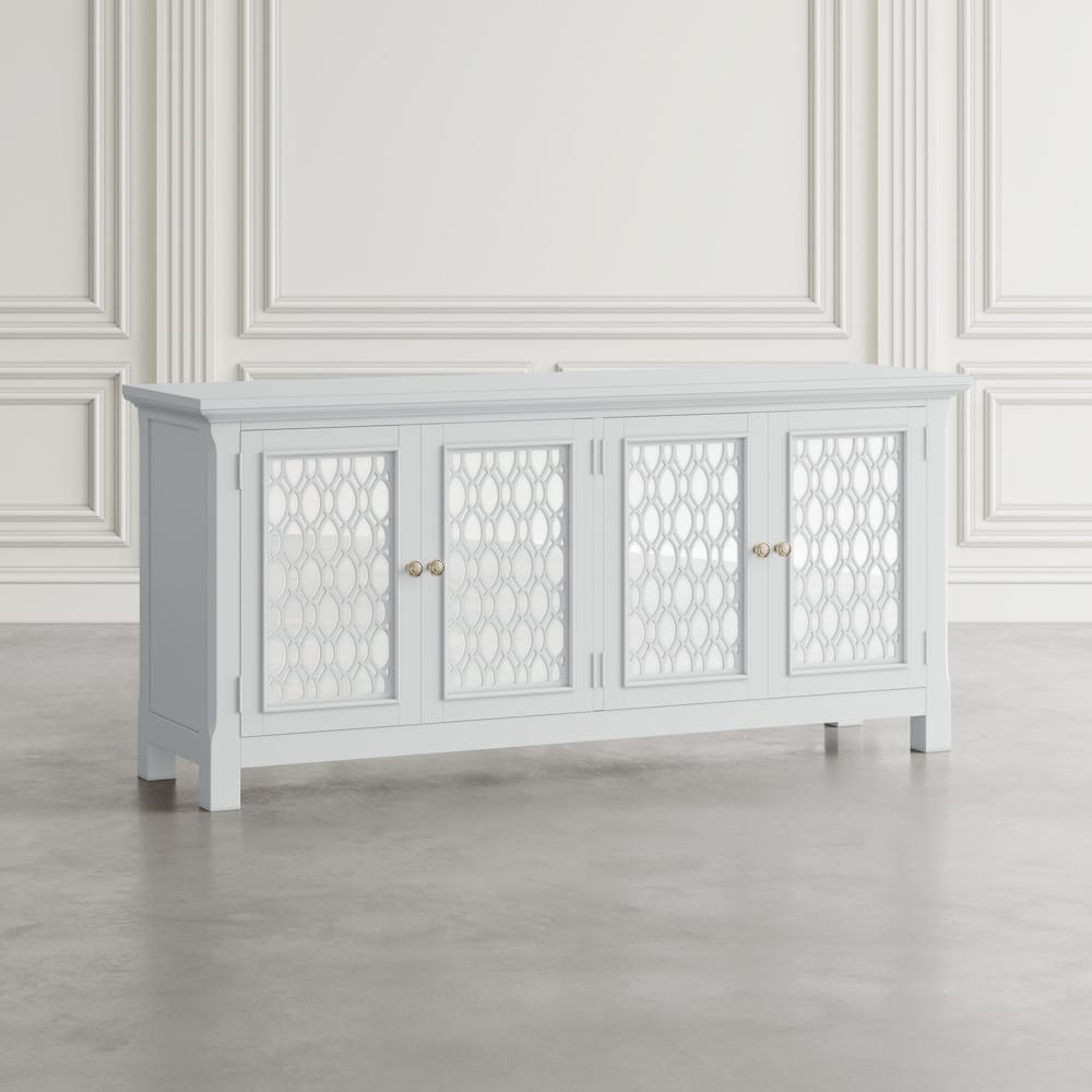 Jofran - Isabella 69in Luxury Mirrored Sideboard Storage Cabinet, White - 2251-69KD view 7