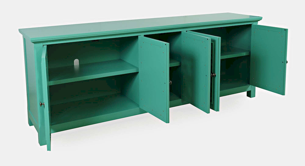 Jofran - Isabella 86in Luxury Mirrored Sideboard Storage Cabinet, Aqua - 2253-86KD view 2