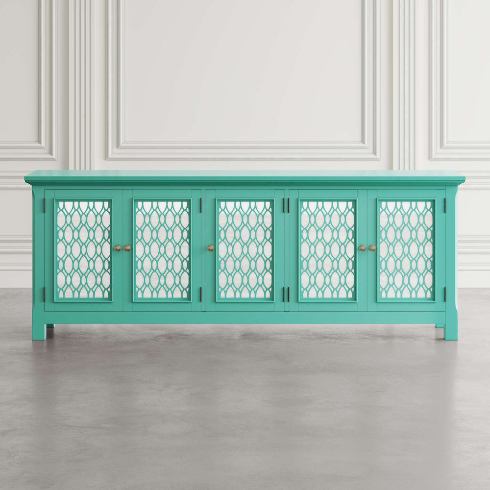 Jofran - Isabella 86in Luxury Mirrored Sideboard Storage Cabinet, Aqua - 2253-86KD view 6