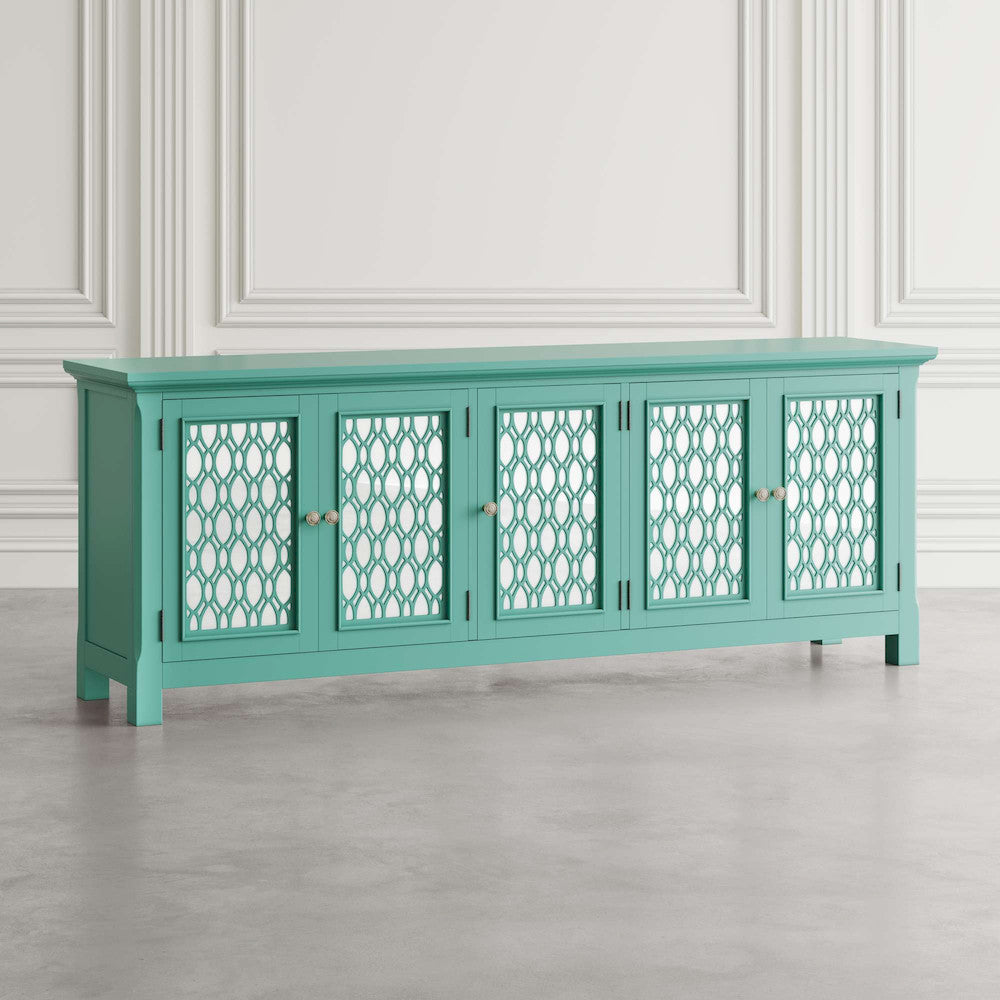 Jofran - Isabella 86in Luxury Mirrored Sideboard Storage Cabinet, Aqua - 2253-86KD view 7
