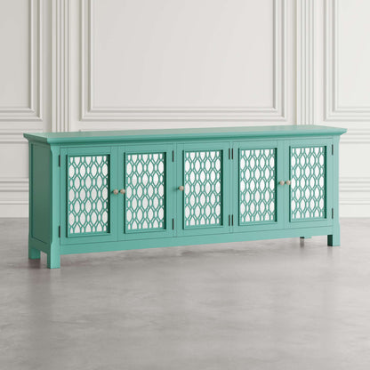 Jofran - Isabella 86in Luxury Mirrored Sideboard Storage Cabinet, Aqua - 2253-86KD view 7