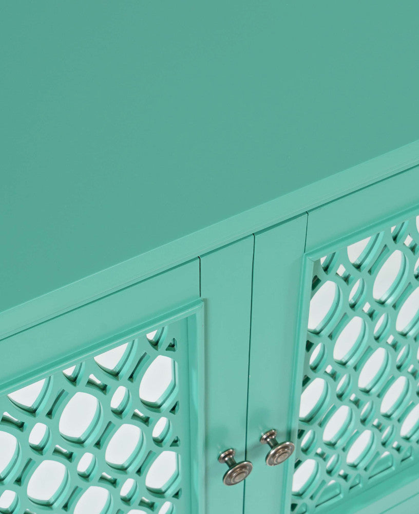 Jofran - Isabella 86in Luxury Mirrored Sideboard Storage Cabinet, Aqua - 2253-86KD view 9