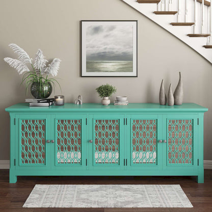 Jofran - Isabella 86in Luxury Mirrored Sideboard Storage Cabinet, Aqua - 2253-86KD view 12