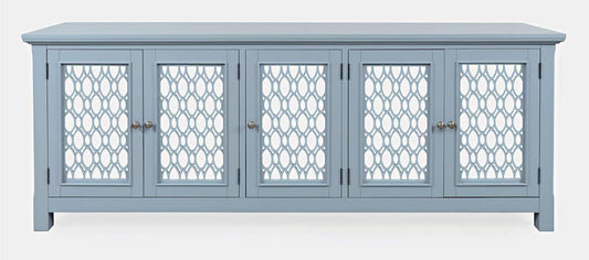 Jofran - Isabella 86in Luxury Mirrored Sideboard Storage Cabinet, Blue - 2252-86KD view 1
