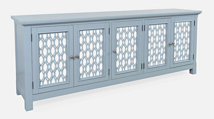 Jofran - Isabella 86in Luxury Mirrored Sideboard Storage Cabinet, Blue - 2252-86KD view 2