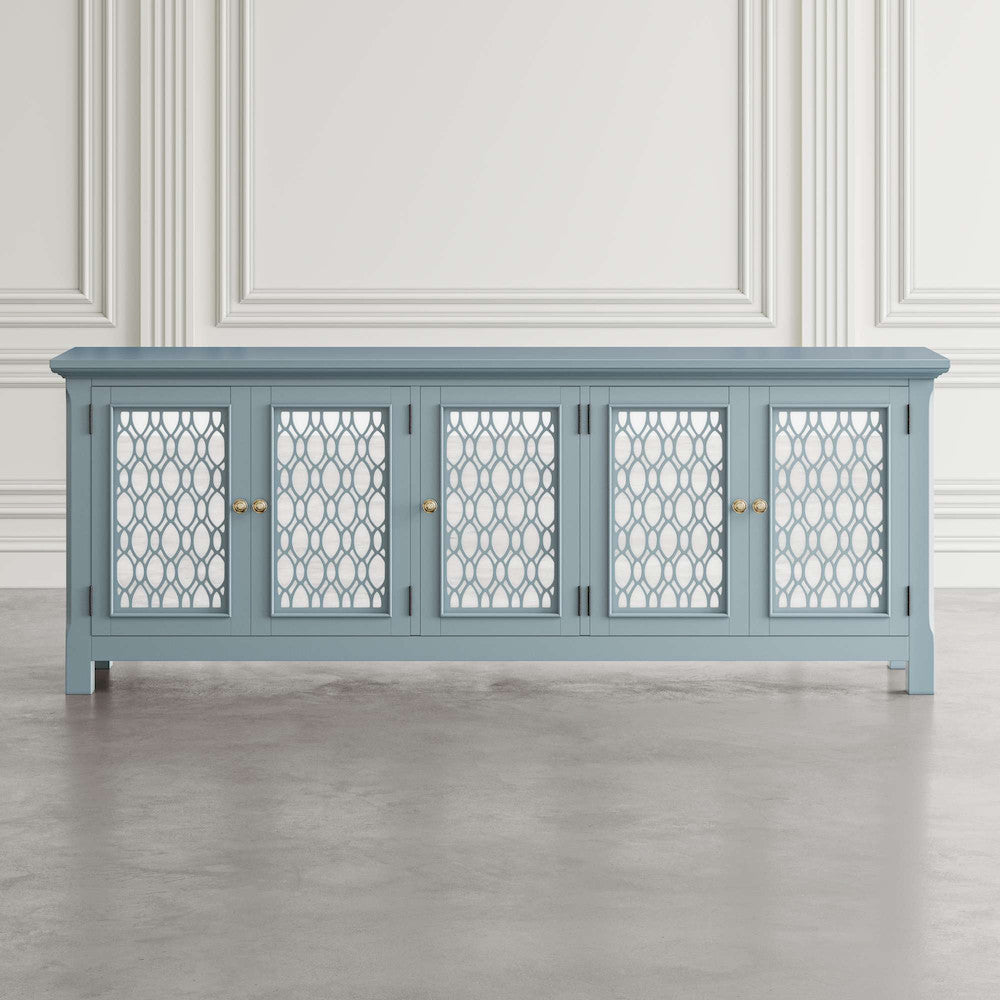 Jofran - Isabella 86in Luxury Mirrored Sideboard Storage Cabinet, Blue - 2252-86KD view 6
