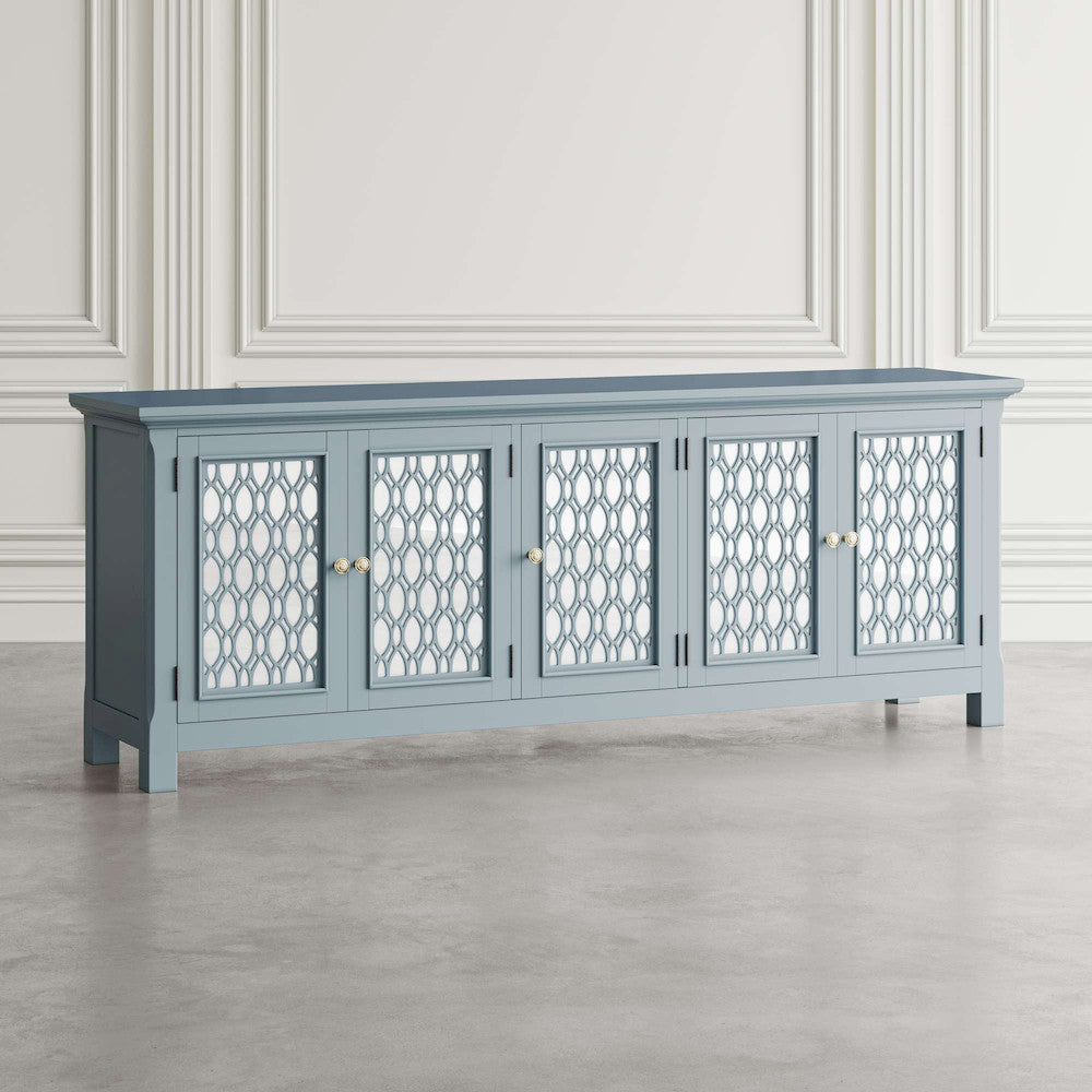 Jofran - Isabella 86in Luxury Mirrored Sideboard Storage Cabinet, Blue - 2252-86KD view 7