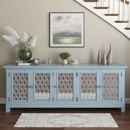Jofran - Isabella 86in Luxury Mirrored Sideboard Storage Cabinet, Blue - 2252-86KD view 12