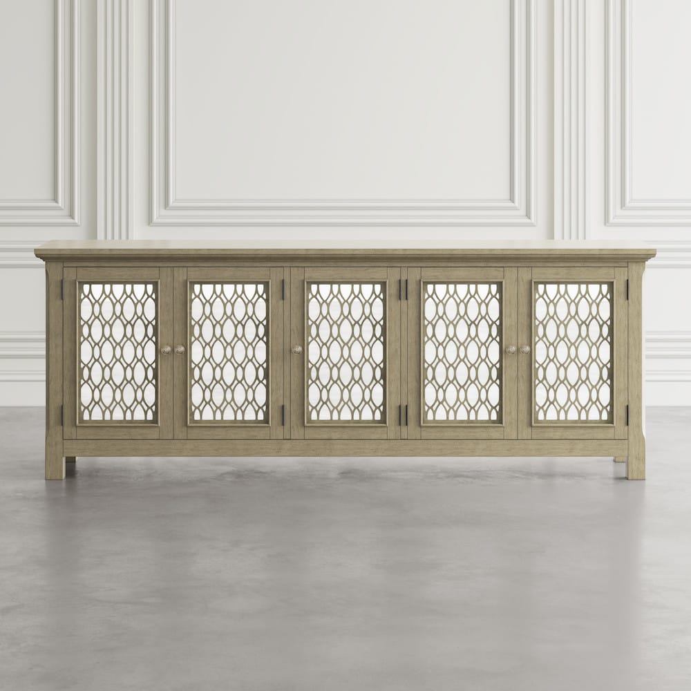 Jofran - Isabella 86in Luxury Mirrored Sideboard Storage Cabinet, Champagne - 2250-86KD view 6