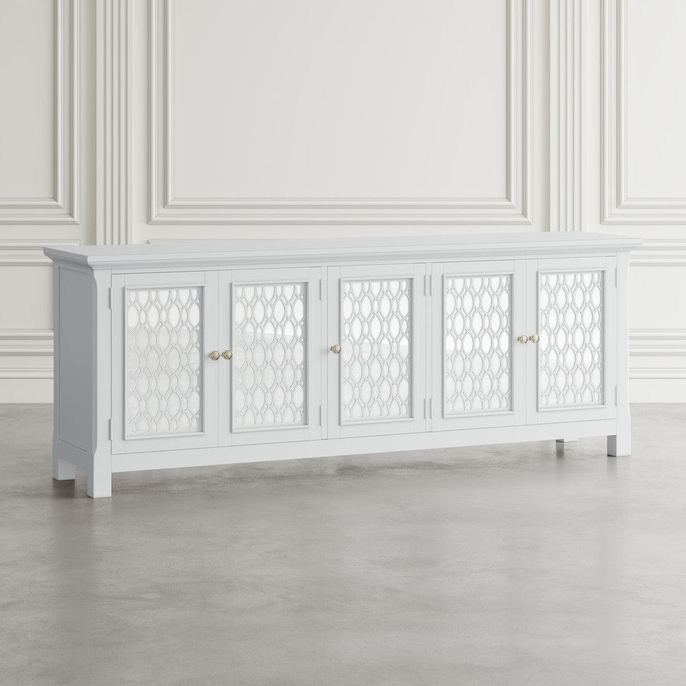 Jofran - Isabella 86in Luxury Mirrored Sideboard Storage Cabinet, White - 2251-86KD view 6