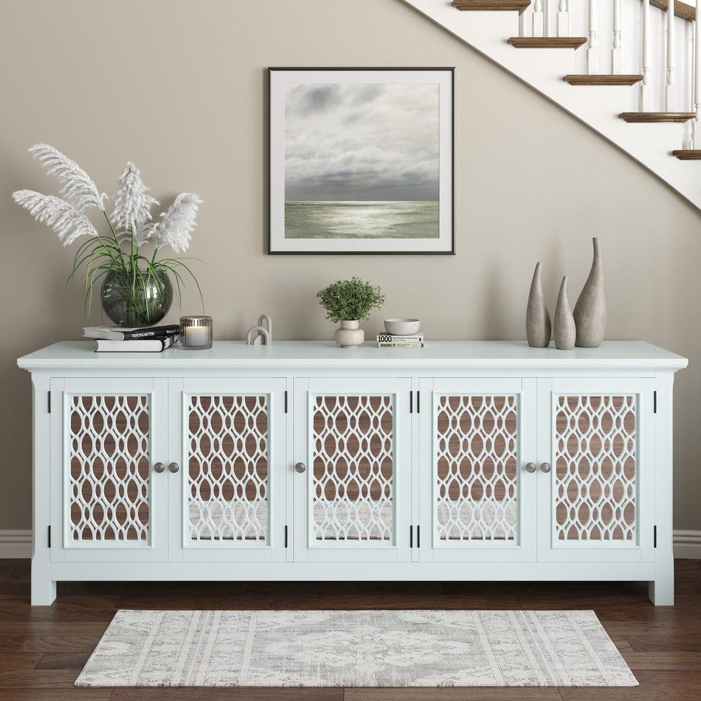 Jofran - Isabella 86in Luxury Mirrored Sideboard Storage Cabinet, White - 2251-86KD view 8