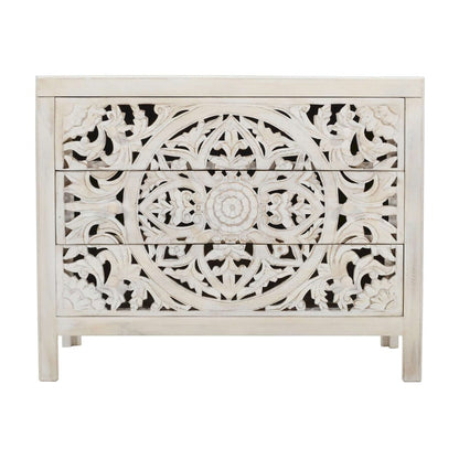 Jofran - Jolie Rustic Solid Wood Global Boho Hand Carved Accent Chest with Three Drawers - 2356-39 view 1