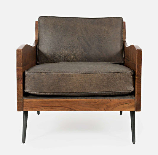 Jofran - Karma Genuine Leather Live Edge Accent Chair - Bourbon - KARMA-CH-BOURBON view 1