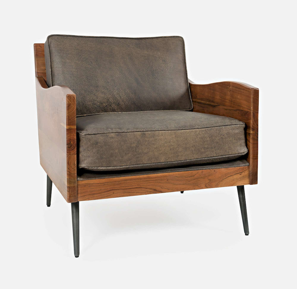 Jofran - Karma Genuine Leather Live Edge Accent Chair - Bourbon - KARMA-CH-BOURBON view 2