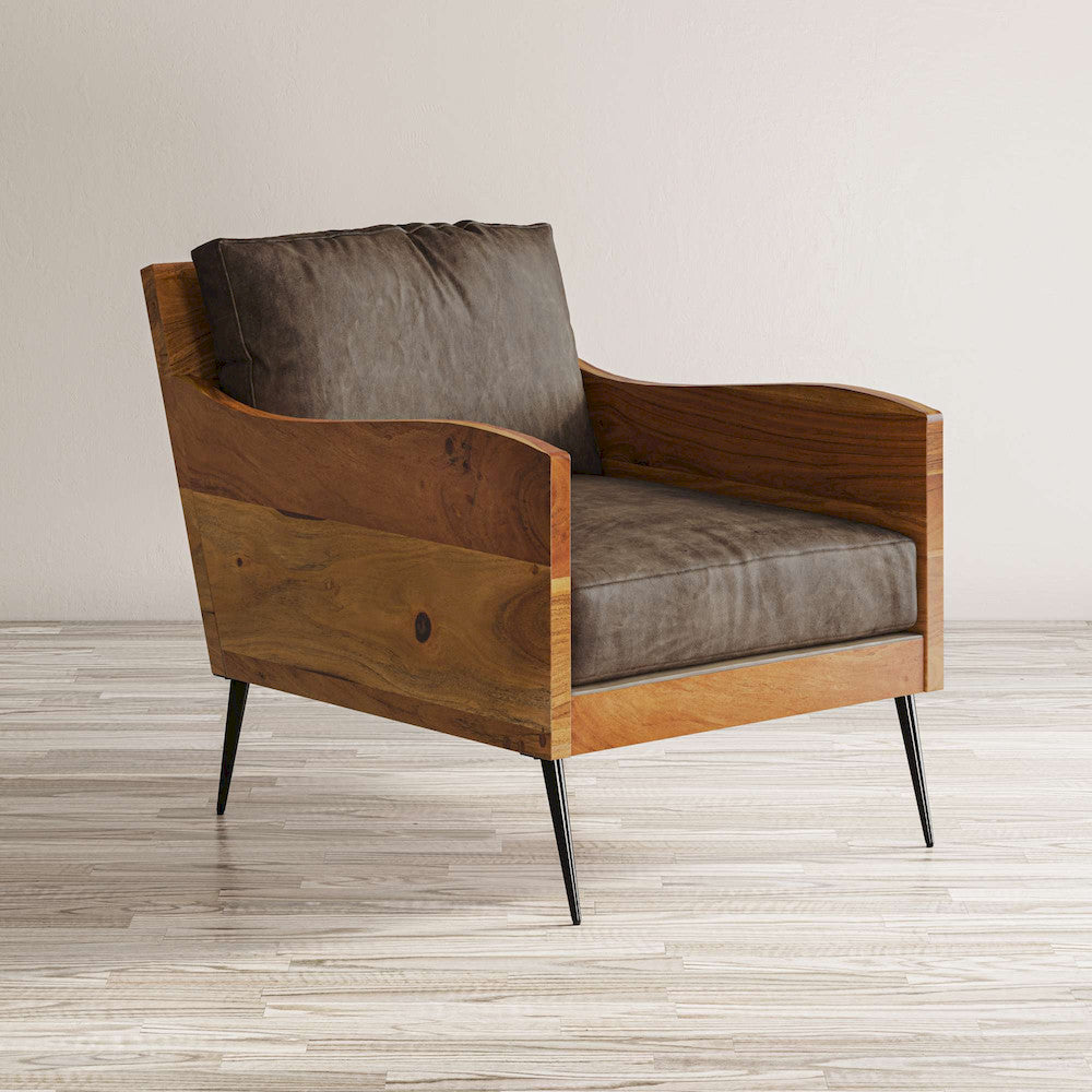 Jofran - Karma Genuine Leather Live Edge Accent Chair - Bourbon - KARMA-CH-BOURBON view 7