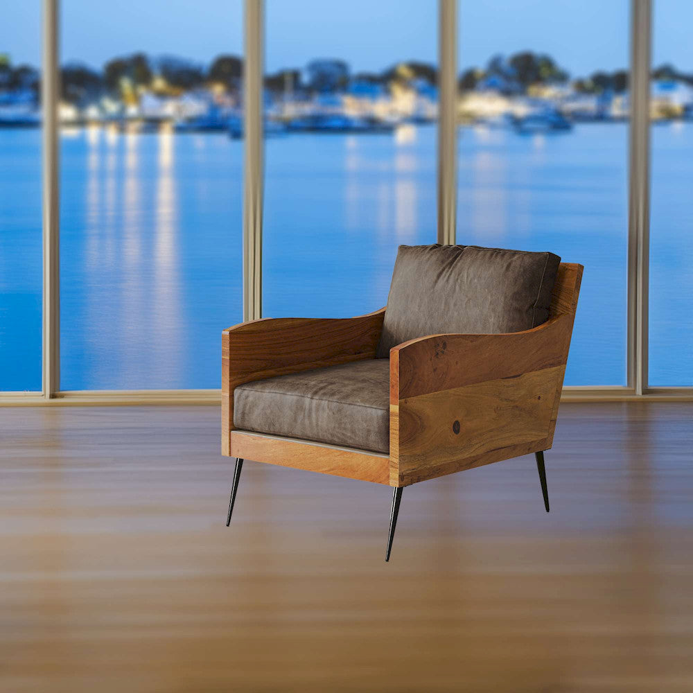 Jofran - Karma Genuine Leather Live Edge Accent Chair - Bourbon - KARMA-CH-BOURBON view 8