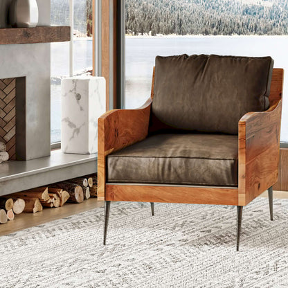 Jofran - Karma Genuine Leather Live Edge Accent Chair - Bourbon - KARMA-CH-BOURBON view 12