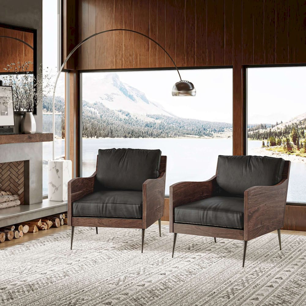 Jofran - Karma Genuine Leather Live Edge Accent Chair - Slate - KARMA-CH-SLATE view 7