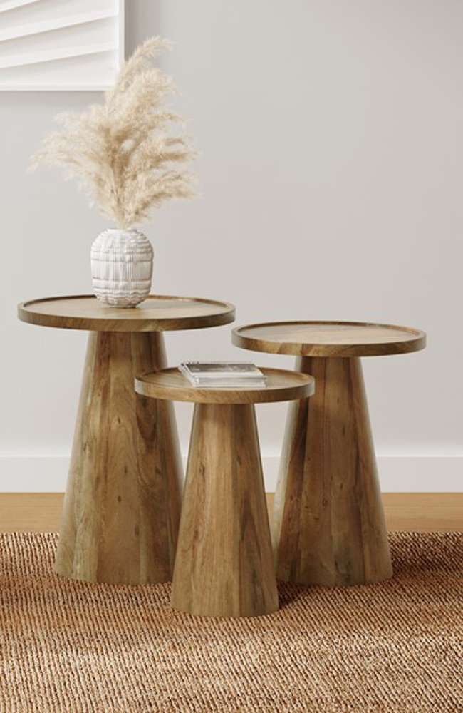 Jofran - Knox Mid-Century Modern Solid Hardwood Round Accent Tables (Set of 3) Natural - 2330-KNOXNAT veiw 1