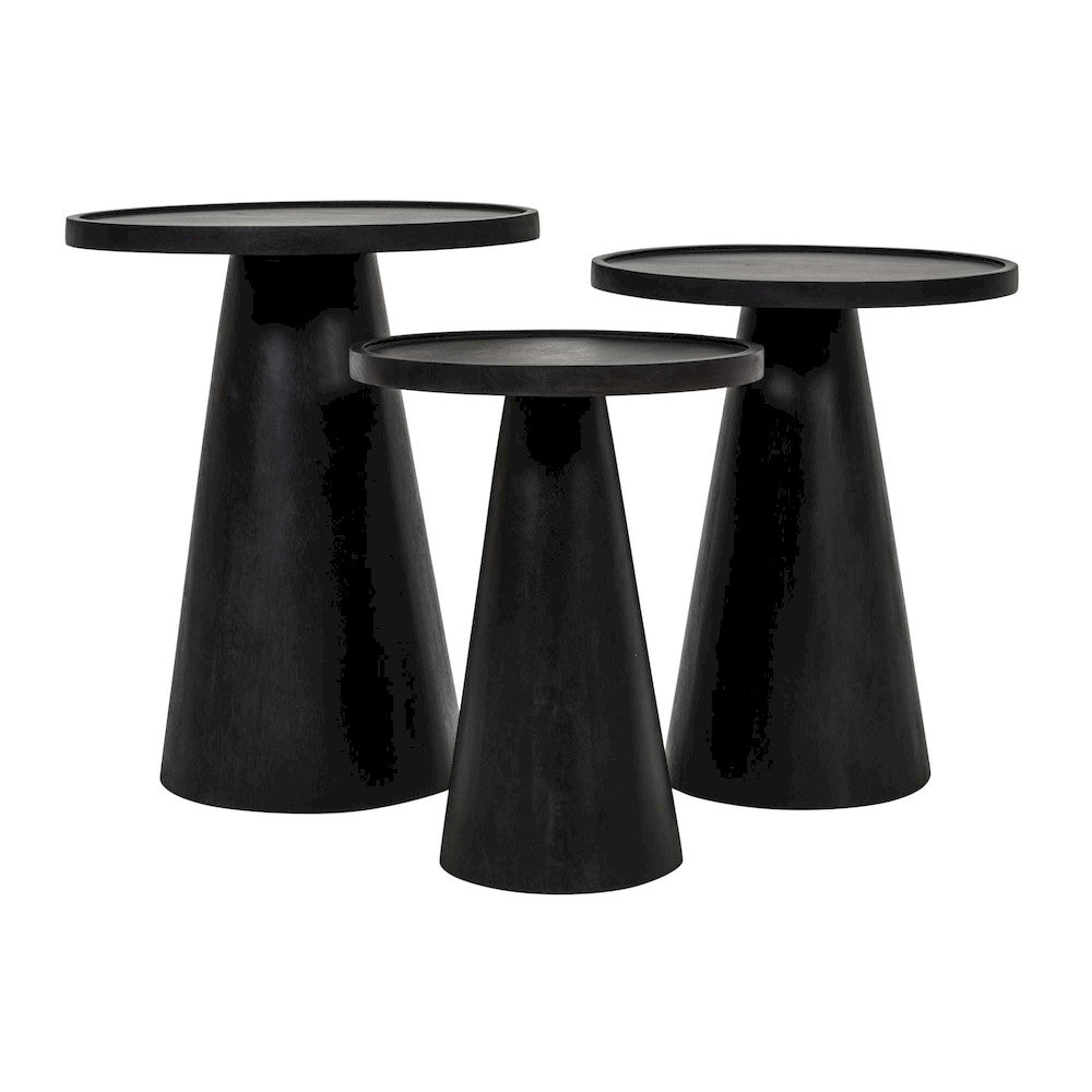 Jofran - Knox Mid-Century Modern Solid Hardwood Round Accent Tables (Set of 3) - 2330-KNOXBLK view 1