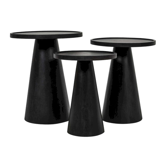 Jofran - Knox Mid-Century Modern Solid Hardwood Round Accent Tables (Set of 3) - 2330-KNOXBLK view 1
