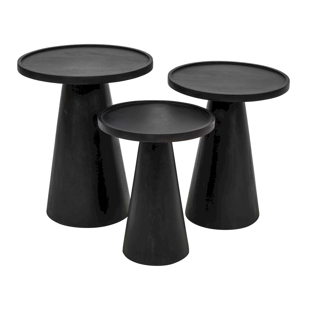 Jofran - Knox Mid-Century Modern Solid Hardwood Round Accent Tables (Set of 3) - 2330-KNOXBLK view 2
