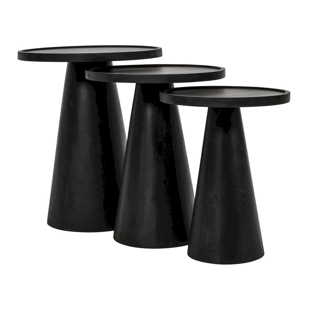 Jofran - Knox Mid-Century Modern Solid Hardwood Round Accent Tables (Set of 3) - 2330-KNOXBLK view 3