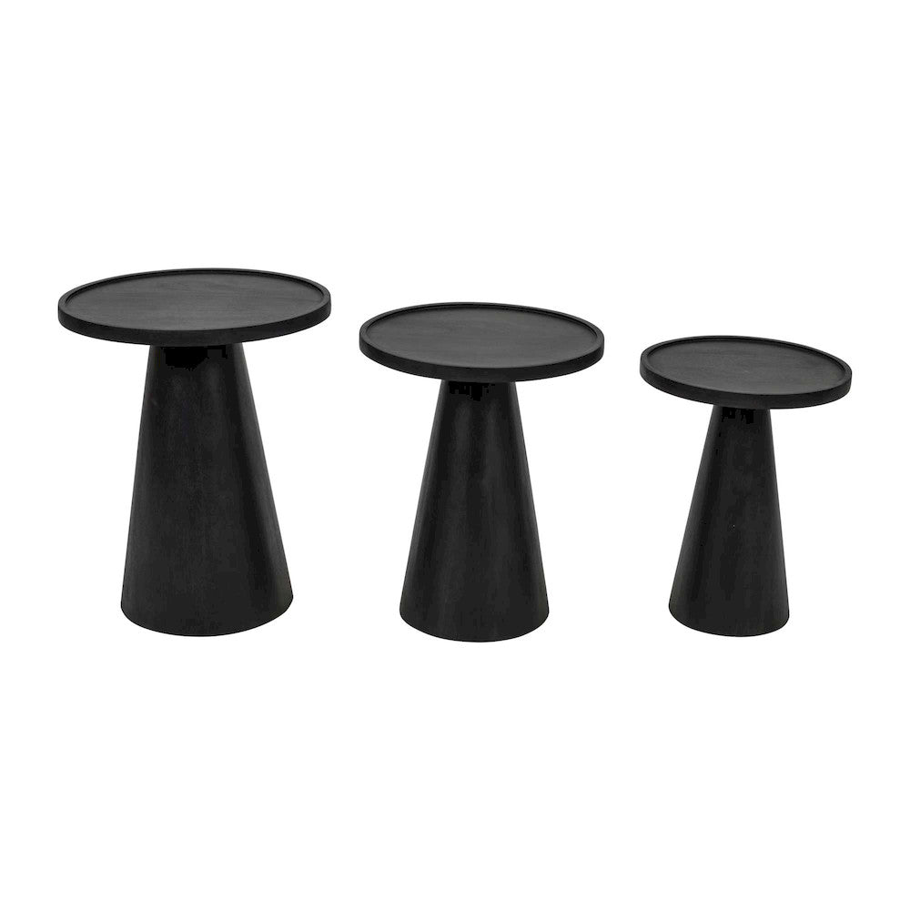 Jofran - Knox Mid-Century Modern Solid Hardwood Round Accent Tables (Set of 3) - 2330-KNOXBLK view 4