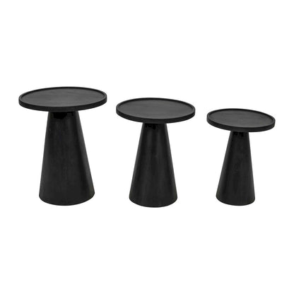 Jofran - Knox Mid-Century Modern Solid Hardwood Round Accent Tables (Set of 3) - 2330-KNOXBLK view 4