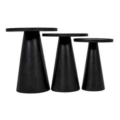 Jofran - Knox Mid-Century Modern Solid Hardwood Round Accent Tables (Set of 3) - 2330-KNOXBLK view 5