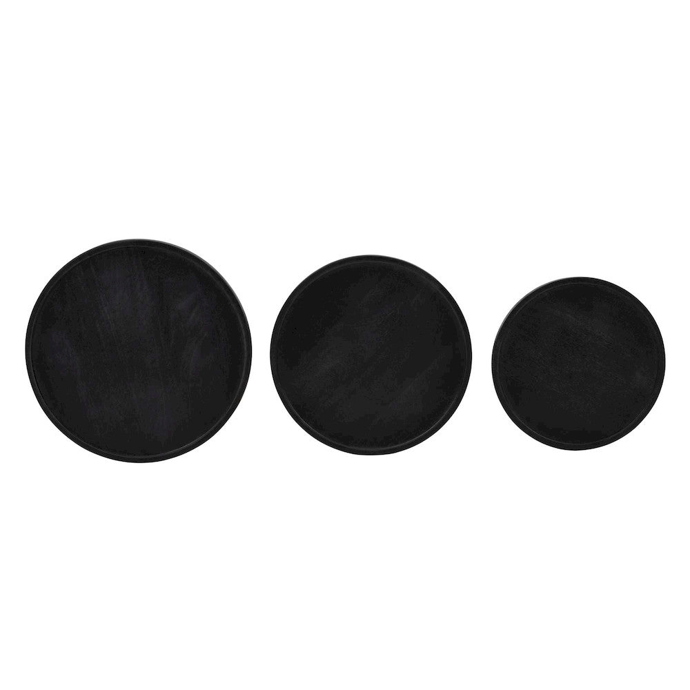 Jofran - Knox Mid-Century Modern Solid Hardwood Round Accent Tables (Set of 3) - 2330-KNOXBLK view 9