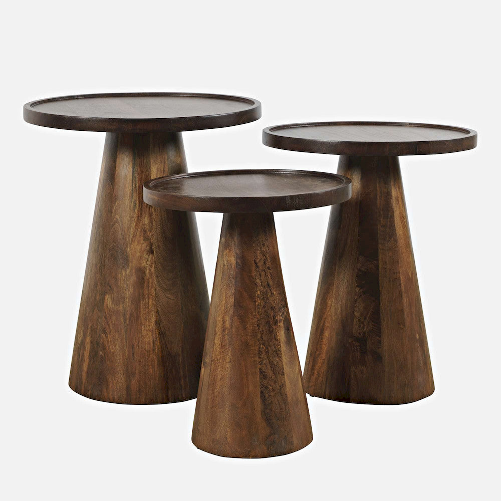 Jofran - Knox Mid-Century Modern Solid Hardwood Round Accent Tables (Set of 3) Chestnut - 2330-KNOXCHS view 1