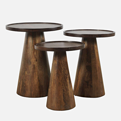Jofran - Knox Mid-Century Modern Solid Hardwood Round Accent Tables (Set of 3) Chestnut - 2330-KNOXCHS view 1