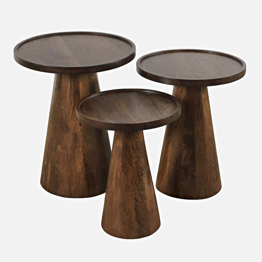 Jofran - Knox Mid-Century Modern Solid Hardwood Round Accent Tables (Set of 3) Chestnut - 2330-KNOXCHS view 2