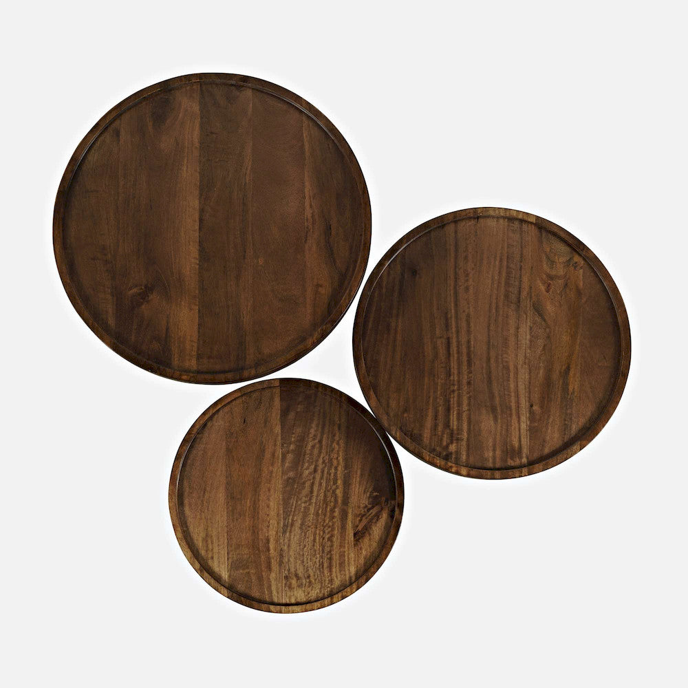 Jofran - Knox Mid-Century Modern Solid Hardwood Round Accent Tables (Set of 3) Chestnut - 2330-KNOXCHS view 6