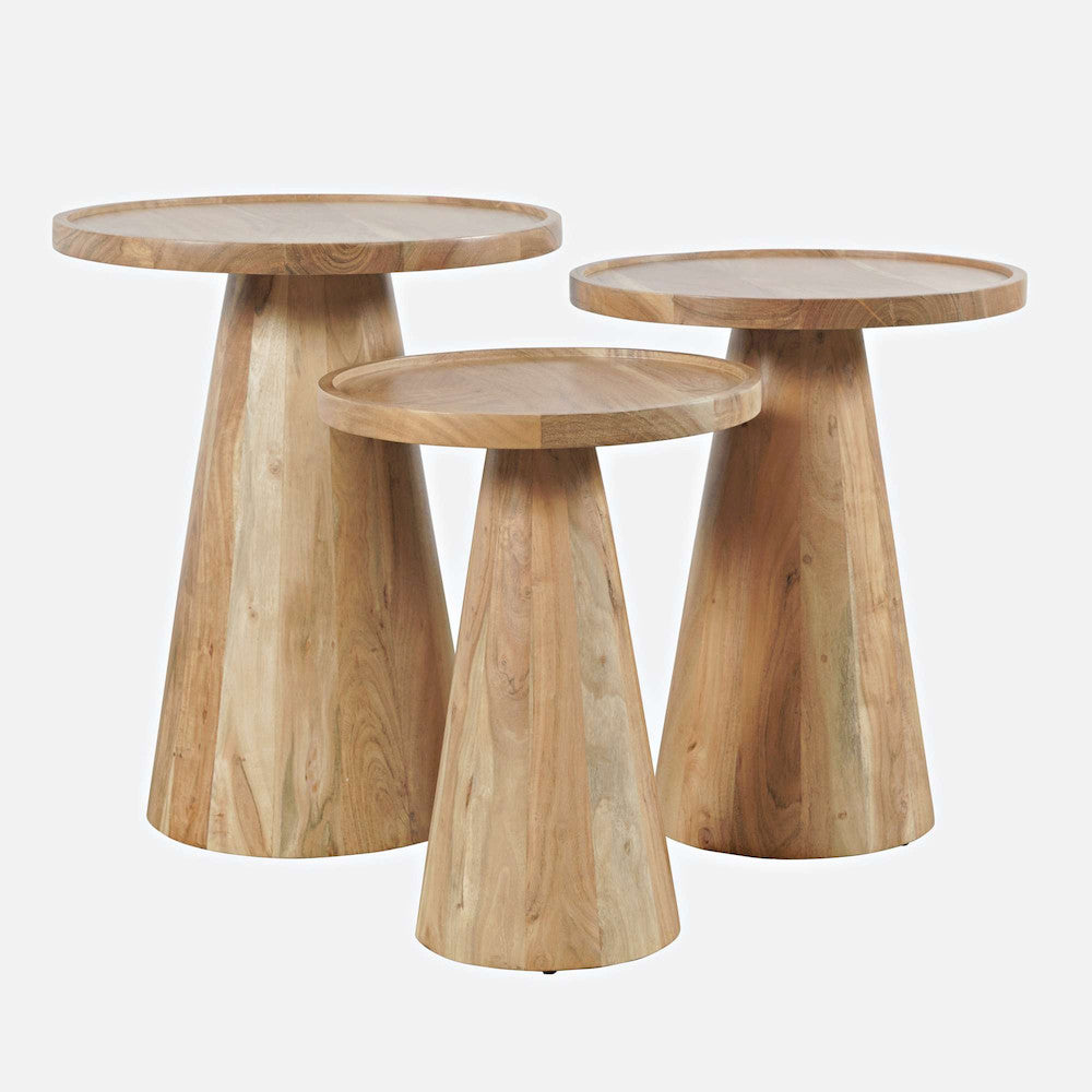 Jofran - Knox Mid-Century Modern Solid Hardwood Round Accent Tables (Set of 3) Natural - 2330-KNOXNAT view 1